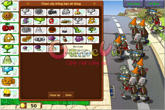 Các quân bài trong game Plants vs Zombies 2