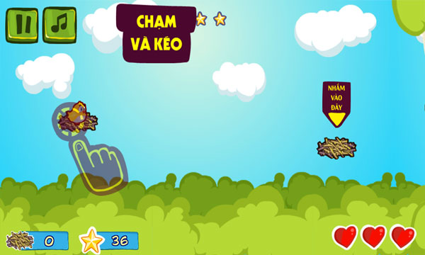 Màn hình chơi game Chim non học bay