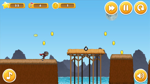 Màn hình chơi game Ninja vượt biển
