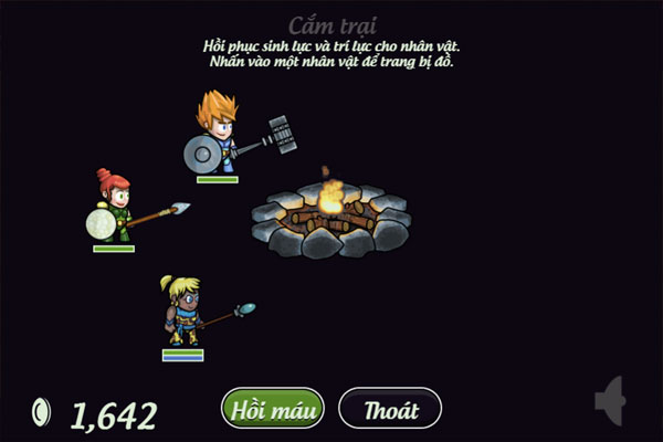 Cắm trại hồi máu trong Kiếm báu Lava