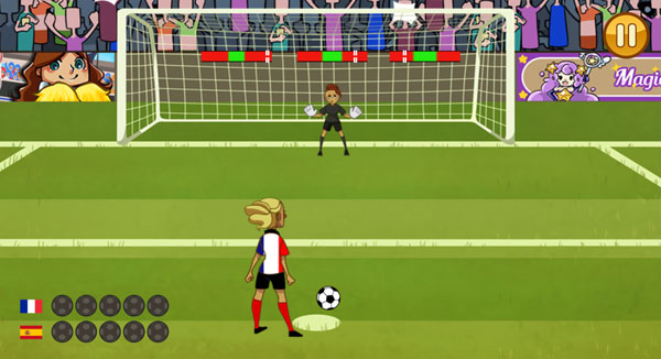 Màn hình chơi game Penalty bóng đá nữ