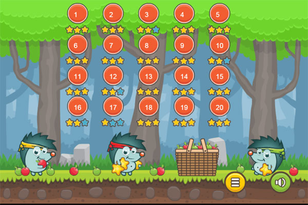 Chọn màn 
chơi Nhím con tìm táo 2