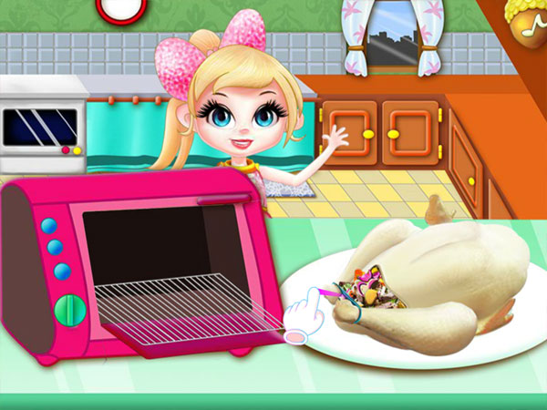 Cho Gà tây vào bếp nướng