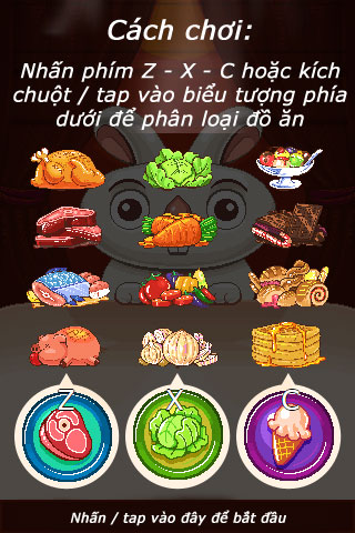 Cách chơi game Phân loại đồ ăn