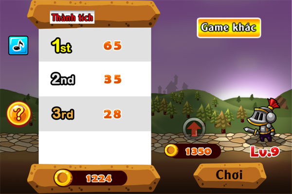 Nâng cấp và thành tích trong Hiệp sĩ chạy trốn