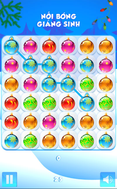 Màn hình chơi game Nối bóng giáng sinh