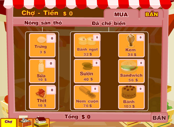 Chợ mua bán trong Tập làm nông dân