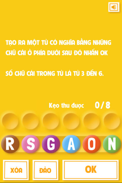 Màn hình chơi game Đoán từ tiếng anh