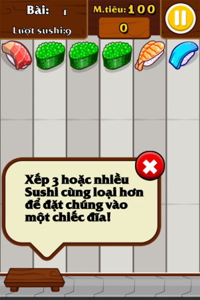 Cách chơi Xếp hình Sushi