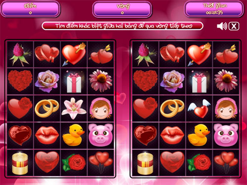 Valentine Tìm điểm khác