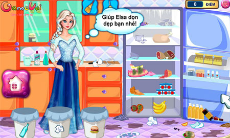 Elsa dọn tủ lạnh