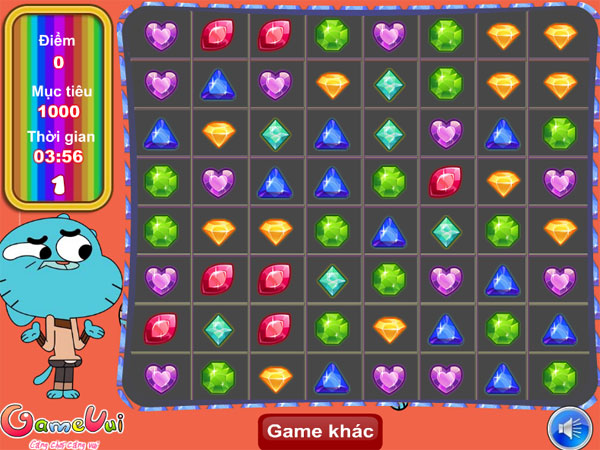 Bắt đầu chơi Gumball xếp kim cương