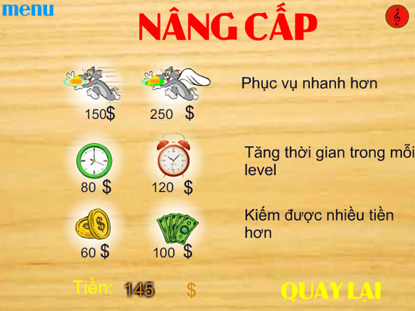 Một số nâng cấp cho Quán ăn mèo Tom