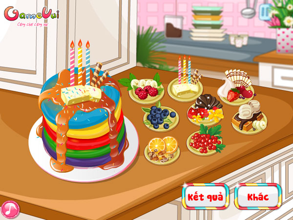 Trang trí bánh Pancake cầu vồng