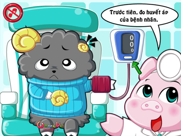 Đo huyết áp bệnh nhân cùng Bác sĩ heo hồng
