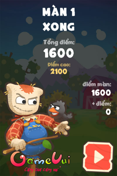 Kết quả sau mỗi màn trong game Bảo vệ nông trại 3