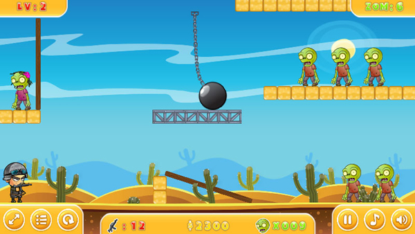 Chơi game Đạn nhảy diệt Zombie 2