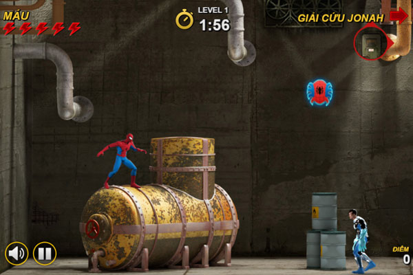 Màn hình chơi game Spiderman giải cứu
