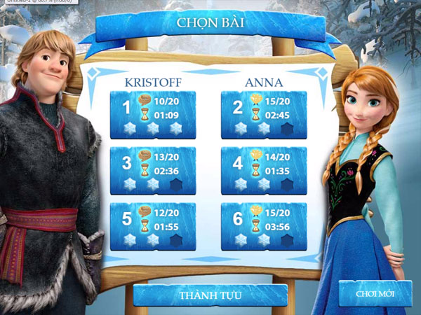Chọn bài chơi game Nữ hoàng băng giá