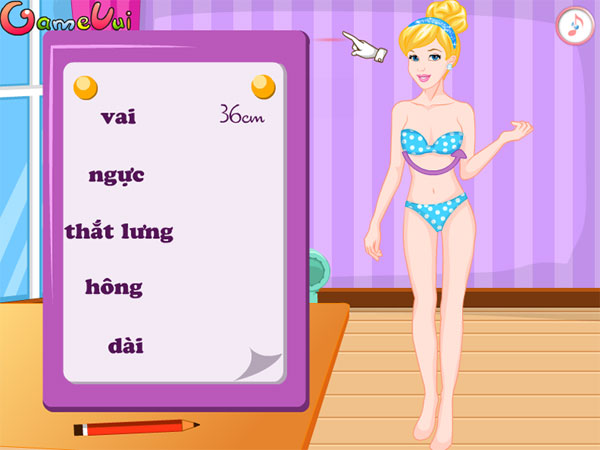 Lấy số đo trong game Cinderella thiết kế váy