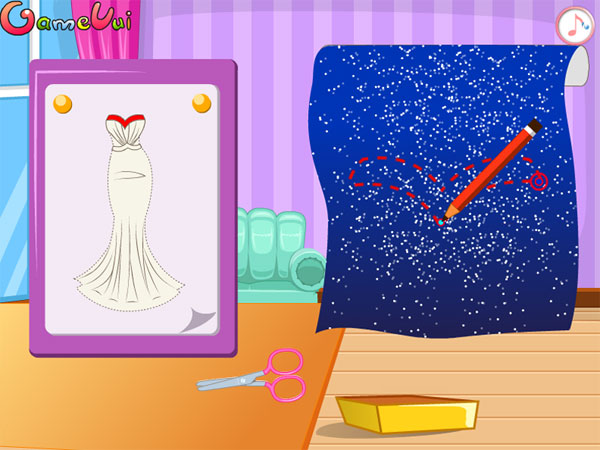 Cắt các phần  trong game Cinderella thiết kế váy