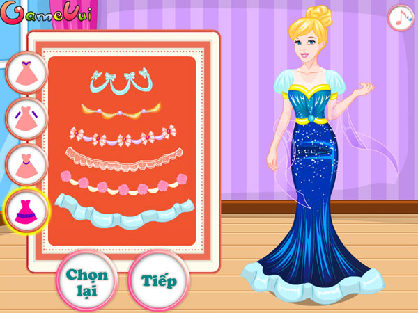 Chọn phụ tiết trong game Cinderella thiết kế váy