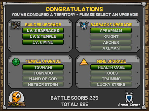 Nâng cấp sau chiến thắng trong game Cuộc chinh phạt vĩ đại