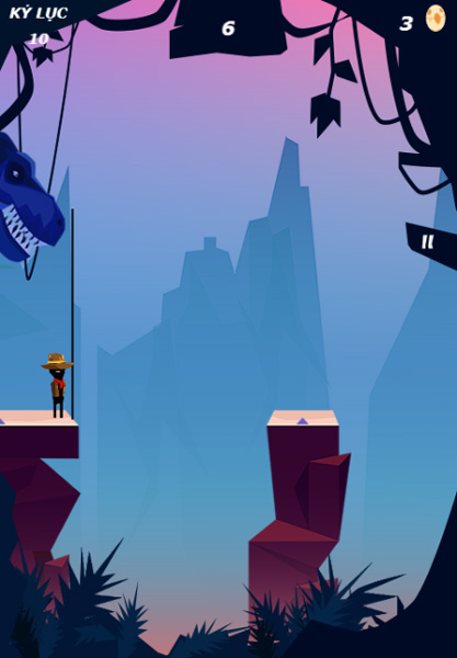 Chơi game chạy trốn khủng long rượt đuổi