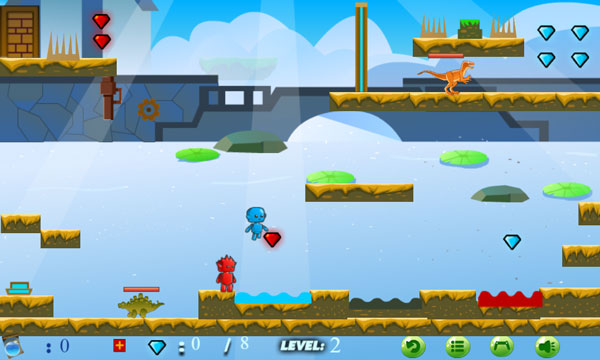 Chơi game Thế giới khủng long cùng Chú bé lửa và Cô gái nước trên GameVui