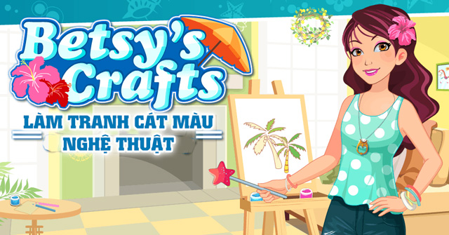 Betsy làm tranh cát màu