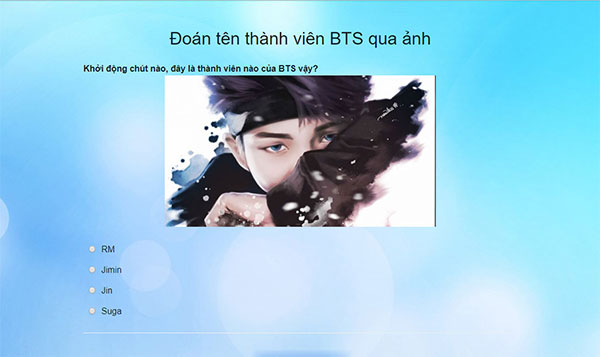 Nhìn ảnh đoán tên thành viên BTS