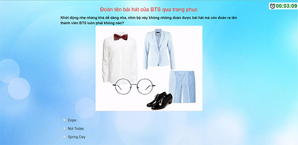 nhìn trang phục đoán tên bài hát BTS