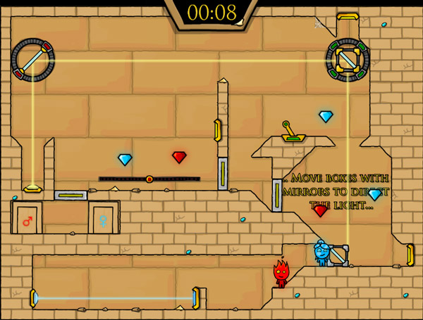 điều khiển cậu bé lửa và cô gái nước thật khéo léo