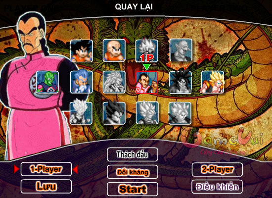 Chọn võ sĩ trong game 7 Viên ngọc rồng