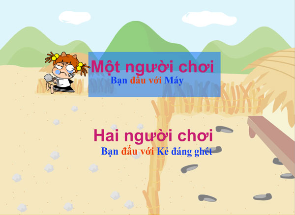 Chọn chế độ chơi game 1 hoặc 2 người trong Ghét nhau ném đá