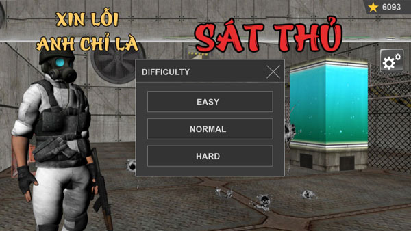 chọn chế độ chiến đấu Dễ, Vừa hoặc Khó trong game Xin lỗi anh chỉ là sát thủ