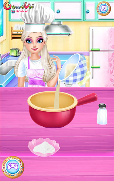 Elsa làm bánh donut