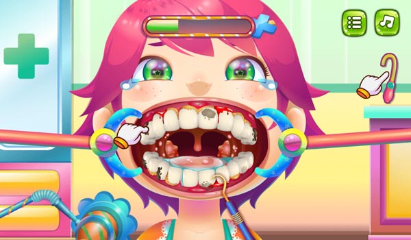 Làm theo chỉ dẫn của nha sĩ GameVui để chữa sâu răng