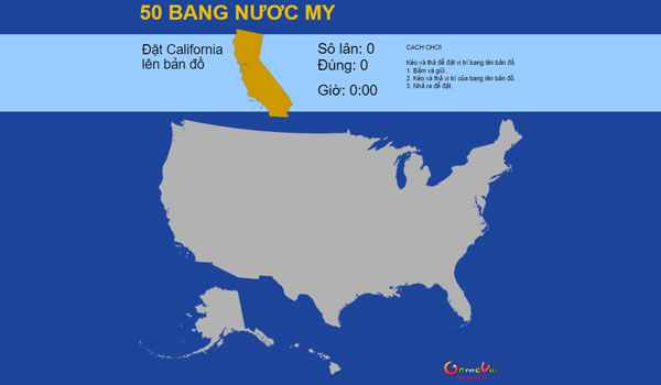 Chơi game Bản đồ nước Mỹ - GameVui