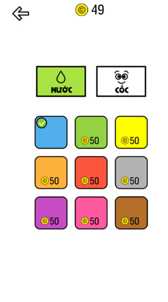 Tùy chỉnh trong game Đổ nước