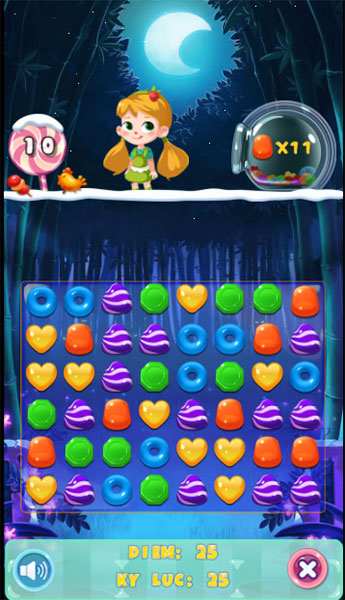 Hãy xếp 3 viên kẹo có cùng màu lại với nhau