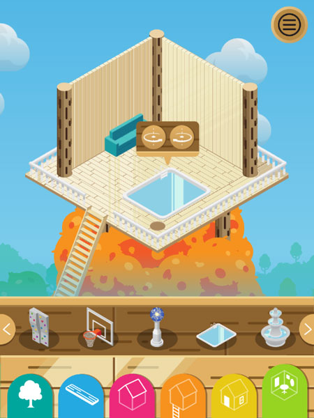 Đặt các vật dụng vào trong ngôi nhà cây