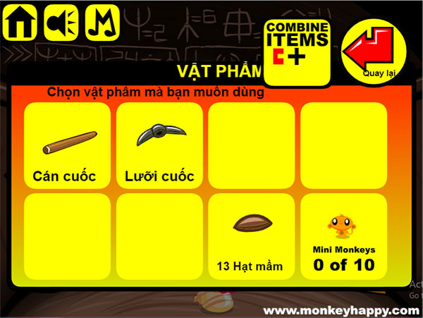 Các vật phẩm thu thập được