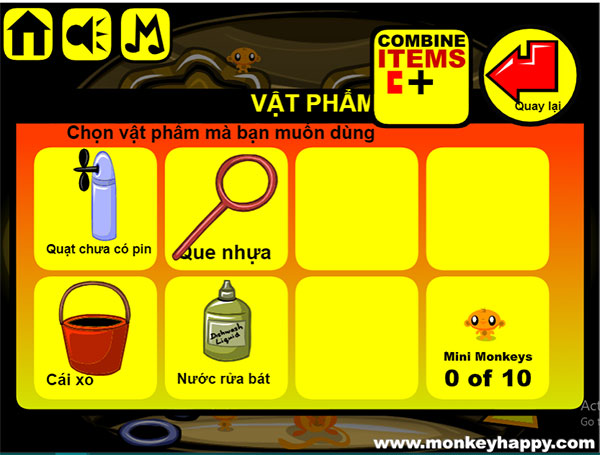 Các vật phẩm thu thập được