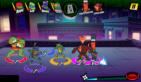 Ninja rùa chiến đấu với kẻ địch