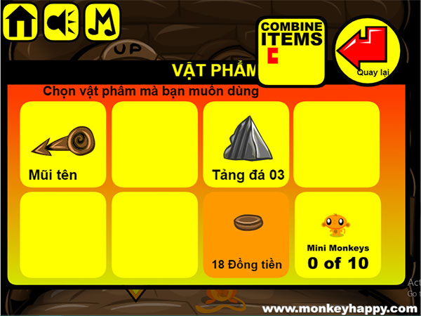 Các vật phẩm thu thập được