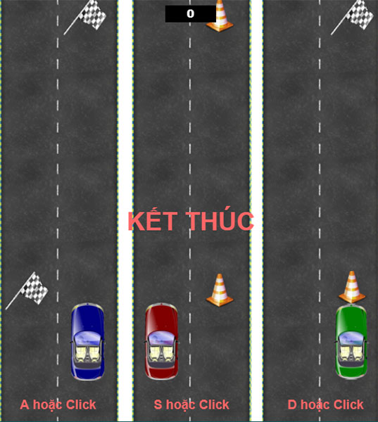 Trò chơi sẽ kết thúc khi xe bị đâm vào cọc tiêu