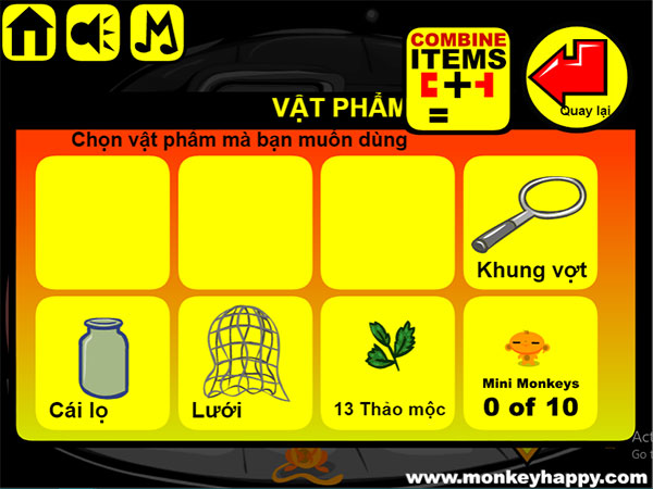 Các vật phẩm thu thập được