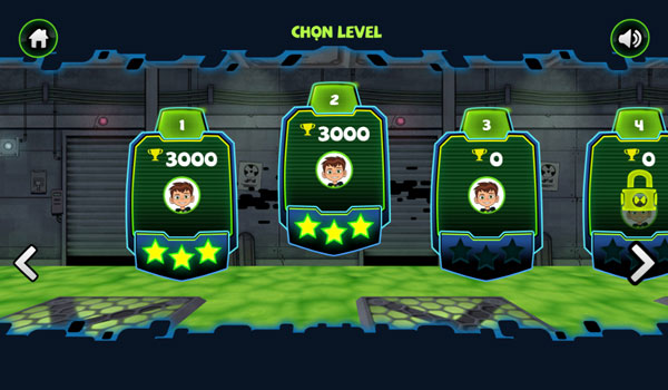 Chọn level thử thách Ben 10