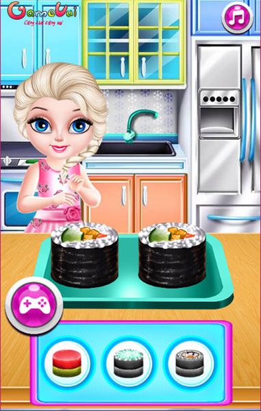 Trang trí cho miếng sushi